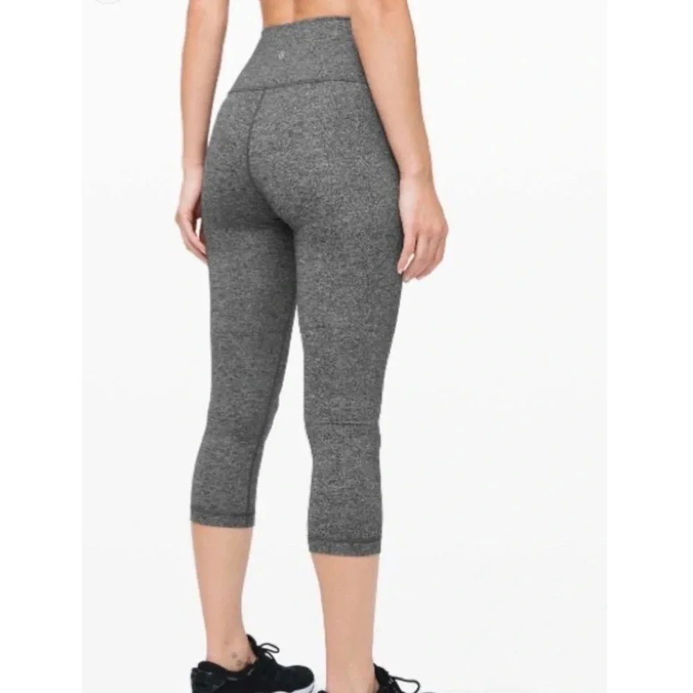 Lululemon Wunder Under‎ High Rise Crop Legging Pant Heathered Luon Size 10